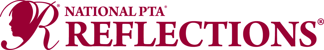 Logo for National PTA Reflections program, featuring a silhouette and stylized text in maroon.